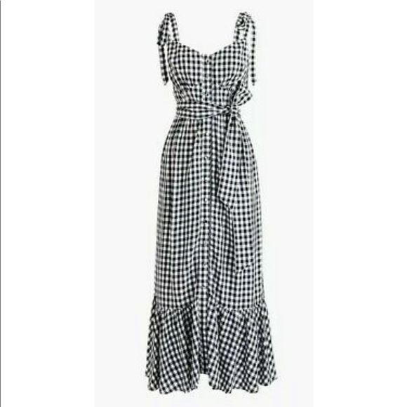 J. Crew Dresses & Skirts - Gingham button-front midi dress with ruffle hem